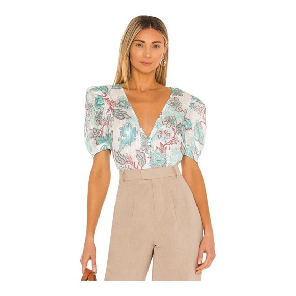 NEW $240 Hemant & Nadia Floral Bodysuit Revolve Sion Thong Back Gusset Snaps XS - Picture 2 of 8